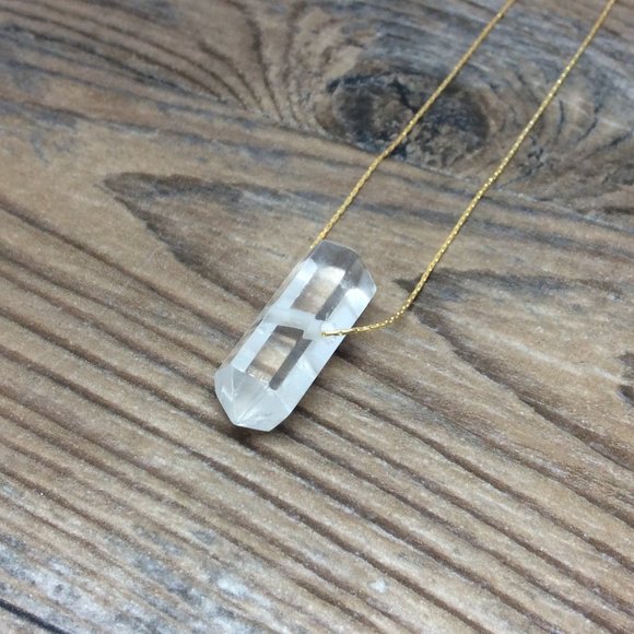 Quartz Point necklace - double terminated, 14k gold filled, crystal healing - Picture 4 of 8